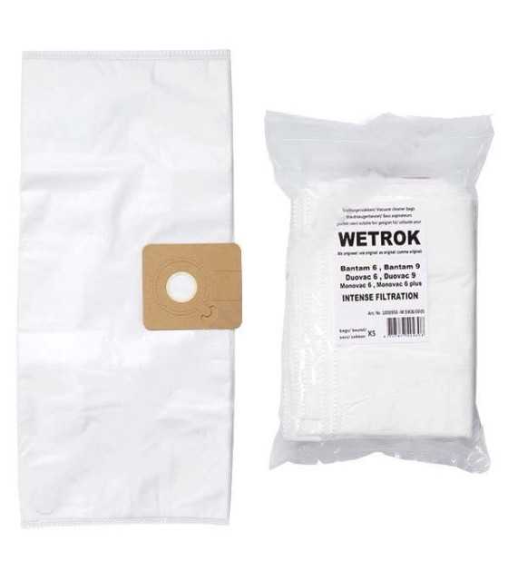 Wetrok Bantam 6, Bantam 9, Monovac 6, Duovac 5 Vacuum Cleaner Bag - Pack of 5 Microfibre Bags