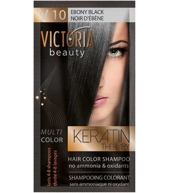 V10 Hair color shampoo EBONY BLACK victoria beauty