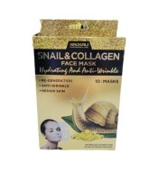 Haokali 10Pcs Snail & Collagen Facial Mask Лист маска за лице МАСКИ ЗА КРАСОТА