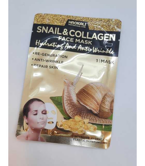 Haokali 10Pcs Snail &amp; Collagen Facial Mask Sheet Face Mask Haokali