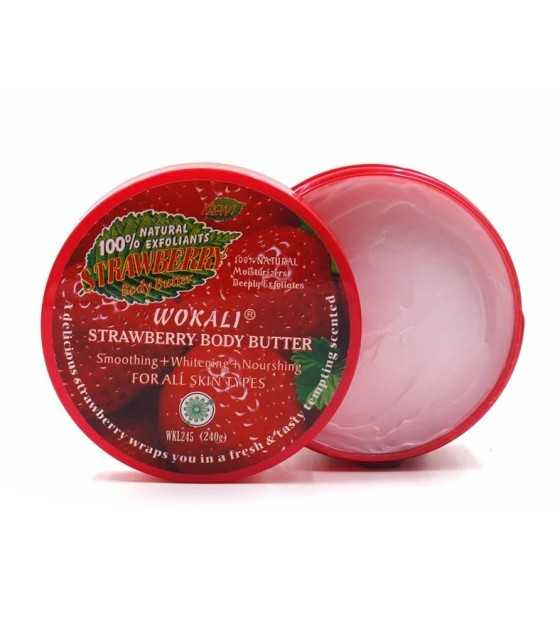 Body Butter strawberryWokali, Φυσική Κρέμα Σώματος Φράουλα 240g, Body Butter