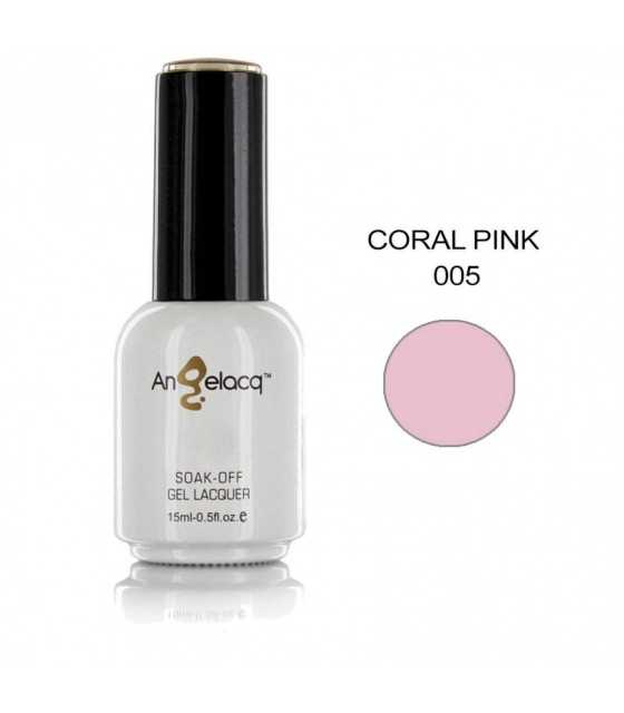 Semi-permanent Professional Nail Polish, Angelacq Coral Pink 005, 15ml