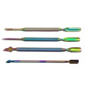 Cuticle Pusher, 4PCS Premium Stainless Steel Professional Nail Pushers - Rainbow Color