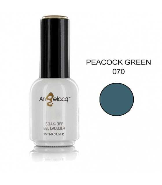Semi-permanent Professional Nail Polish, Angelacq Peacock Green 070, 15ml