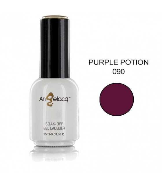 Semi-permanent Professional Nail Polish, Angelacq Purple Potion 090, 15ml