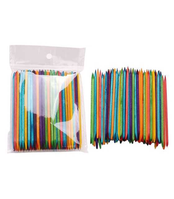 Nail Pusher colorπολυχρωμα ξυλάκια νυχιών, για πετσάκια &amp; επωνύχια 50τεμαχια