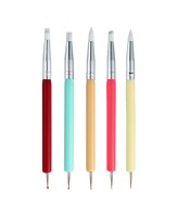 5PCS Nail Art Silicone Sculpture Pen, Dual Head Dotting Drawing Painting Pen Silicone Embossing Daub Brush Metal Tip Dotting