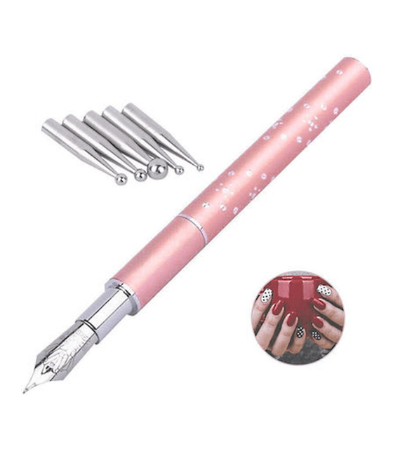 Exceart Nail Art Pens Fountain Pen Brush with Replacement Dotting Tool, DIY Nail Manicure Tool Supplies
