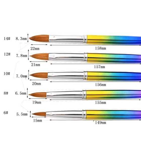Πινέλο Ακρυλικού Rainbow Φυσική Τρίχα Πινελάκι Νυχιών Ακρυλικού Φυσική Τρίχα