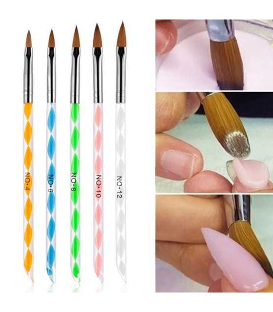 5 Brushes Nail Decoration Gel Watercolor Acrylic Porcelain