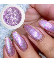 Opal Flakes set6 Βαζάκια με Foil Flakes για διακόσμηση & 6 Πινέλα τοποθέτησης διπλής όψης