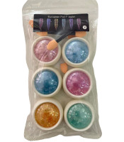 Opal Flakes set6 Βαζάκια με Foil Flakes για διακόσμηση & 6 Πινέλα τοποθέτησης διπλής όψης