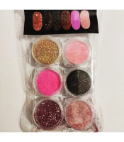 Σκόνη Νυχιών Glitter 6 Τεμάχια σε Διάφορα Χρώματα