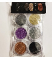 Σκόνη Νυχιών Glitter 6 Τεμάχια σε Διάφορα Χρώματα