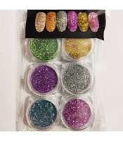 Σκόνη Νυχιών Glitter 6 Τεμάχια σε Διάφορα Χρώματα