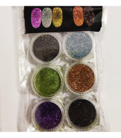 Σκόνη Νυχιών Glitter 6 Τεμάχια σε Διάφορα Χρώματα