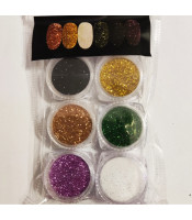 6 BOX Superfine Shimmer Nail Glitter Set Sugar Powder