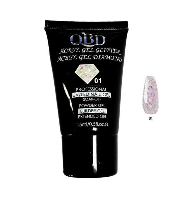 QBD Acrygel Uv/Led Diamond Glitter 15ml, 01