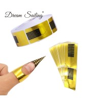 Gold Nail Forms Nail Art Stickers Adhesive Extension Guide Acrylic Tips UV Gel