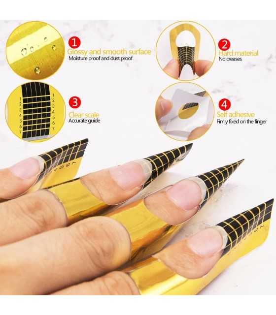 Nail form goldΧρυσές φόρμες επιμήκυνσης νυχιών 500 τεμαχια