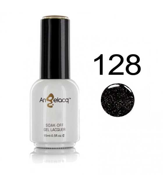 Semi-permanent Professional Nail Polish, Angelacq BLACK SHINING 128, 15ml