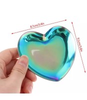 Metal Stainless Steel Storage Mirror Tray Heart Shape Fruit Plate Small Items Jewelry Display