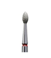 Diamond nail drill bit, rounded \\"bud\\", red, head diameter 2mm / working part 40 mm