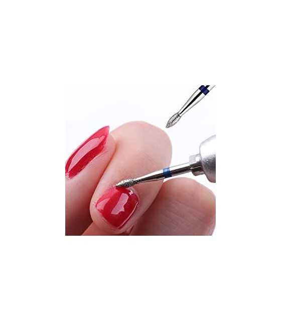 Diamond nail drill bit, rounded \\"bud\\", red, head diameter 2mm / working part 40 mm