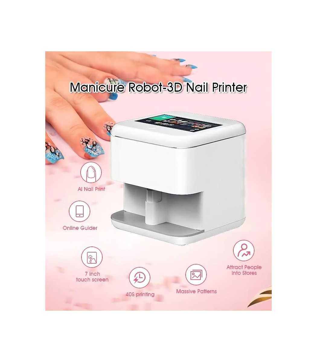 PASPRT Smart Professional Mobile Nail Printer Machine, Intelligent DIY, HD  Painting, For Beauty Salon Or Home Use Print Art Printing Equipment (gold)  : Amazon.co.uk: Everything Else