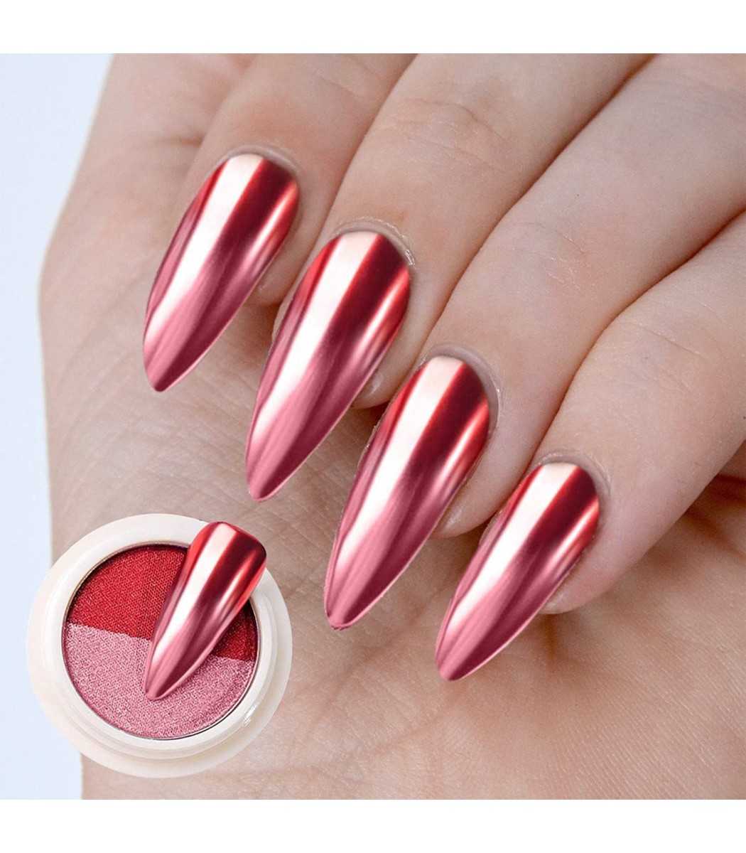 σκόνη καθρέφτη, γιά νύχια nail mirror χρώμα ροζ, κοκκινο