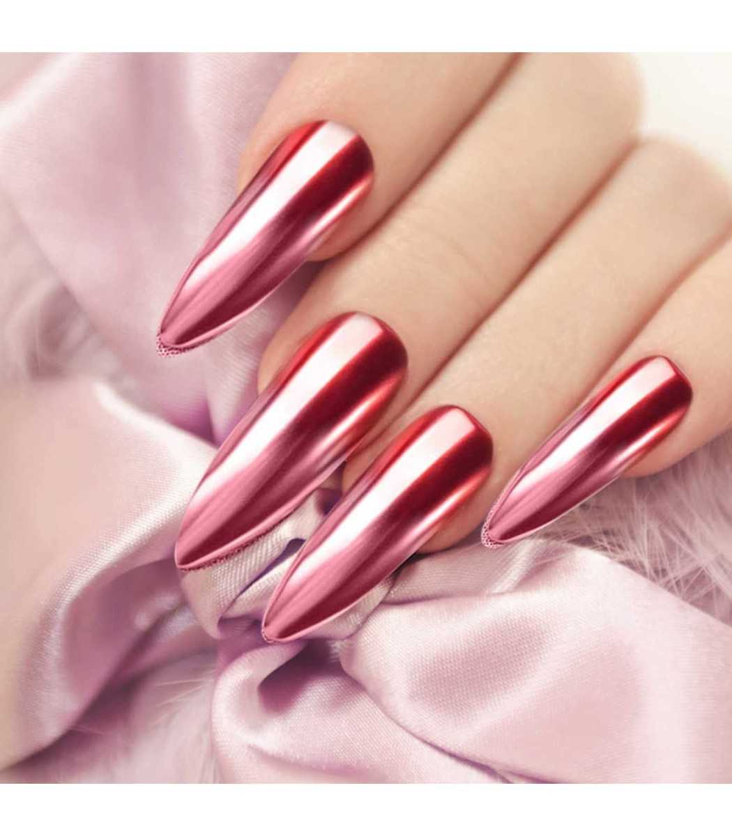 σκόνη καθρέφτη, γιά νύχια nail mirror χρώμα ροζ, κοκκινο