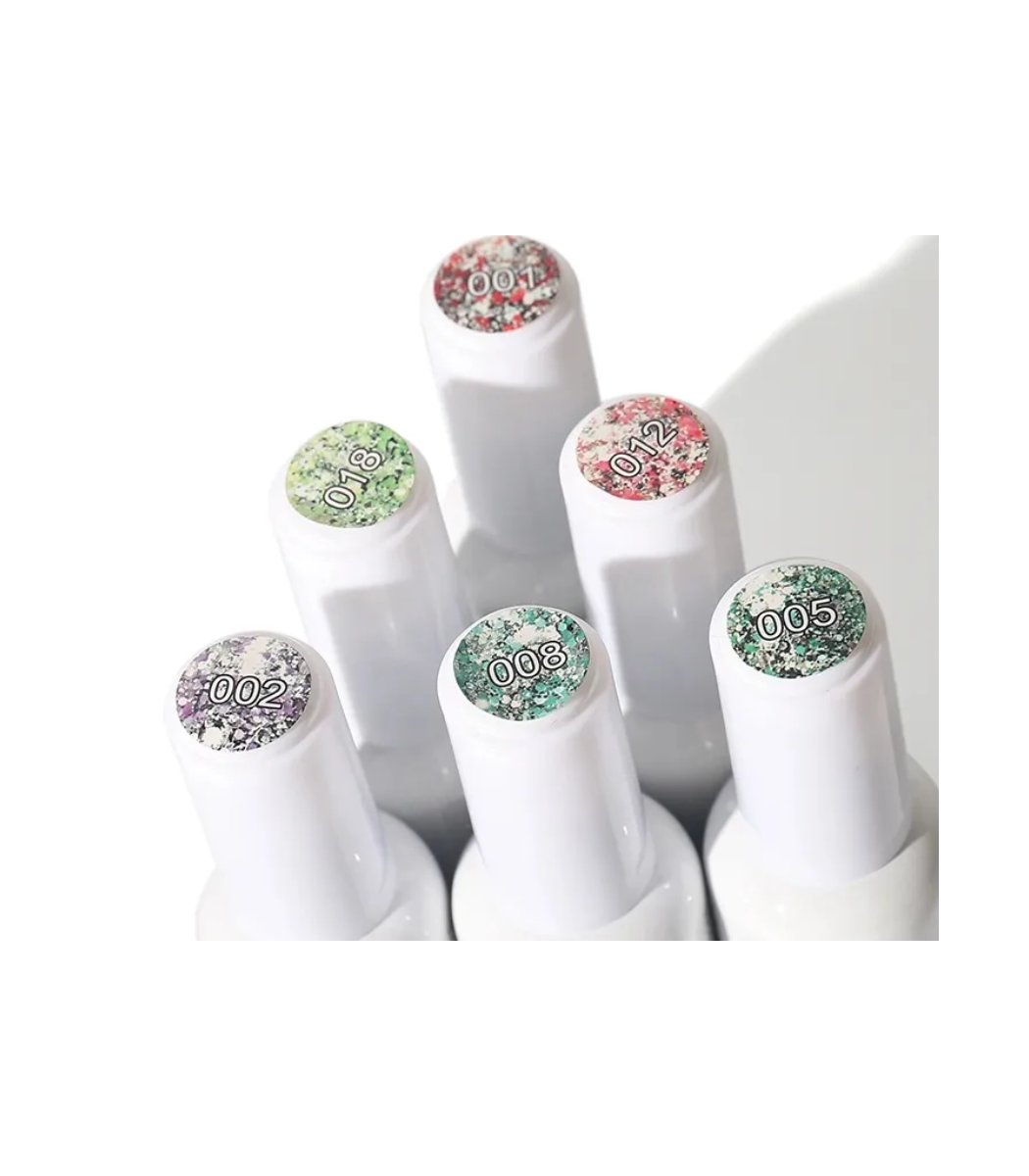 mini diamond 08QBD Top diamont gel, No8, βερνικι glitter πρασινο, ασημι