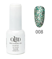 mini diamond 08QBD Top diamont gel, No8, βερνικι glitter πρασινο, ασημι