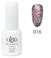 mini diamond 016QBD Top diamont gel, No16, βερνικι glitter φουξ, ασημι